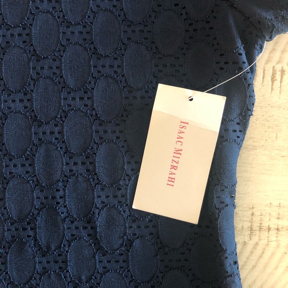 NWT Isaac Mizrahi Navy Dress Fully lined Size Large - Picture 2 of 7